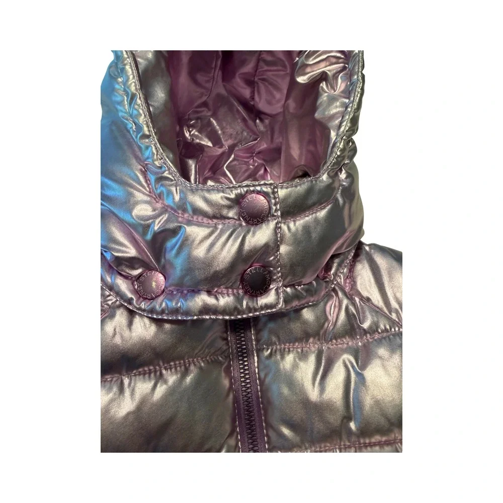 Stella McCartney Kids Metallic Lilac Puffer Jacket Detachable Hood Size 5 Years